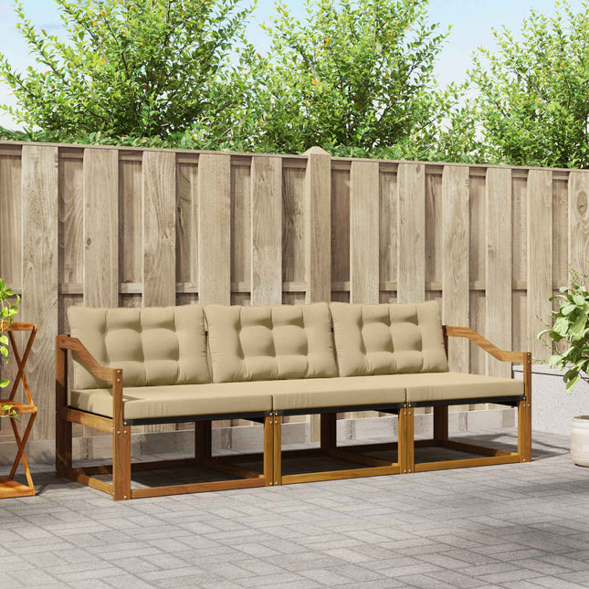 Udendørs sofagruppe med pude 3 pcs Naturlig og Beige