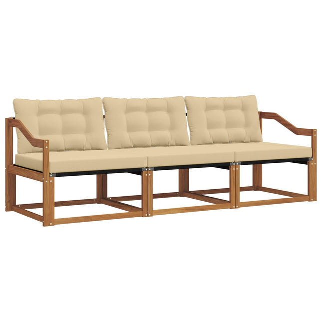 Udendørs sofagruppe med pude 3 pcs Naturlig og Beige