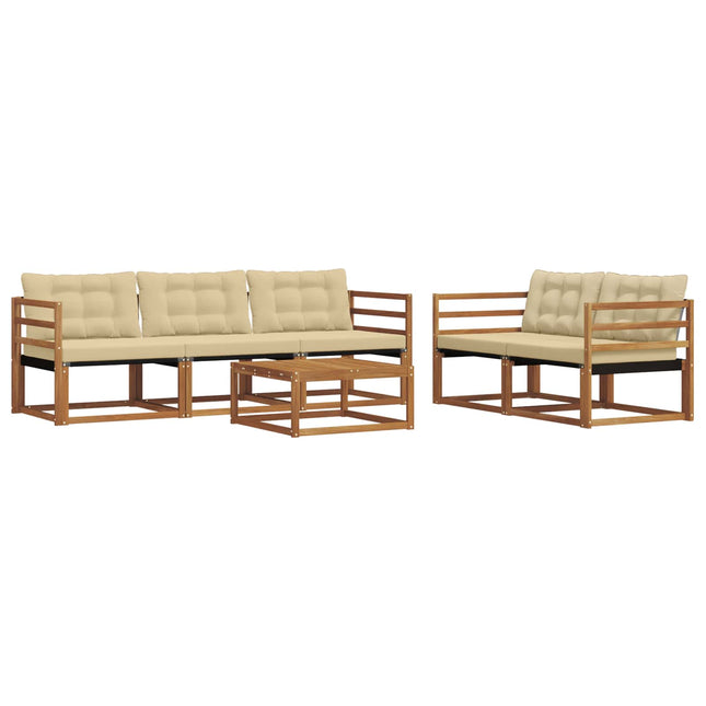Udendørs sofagruppe med pude 6 pcs Naturlig og Beige