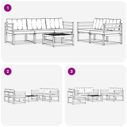 Udendørs sofagruppe med pude 6 pcs Naturlig og Beige