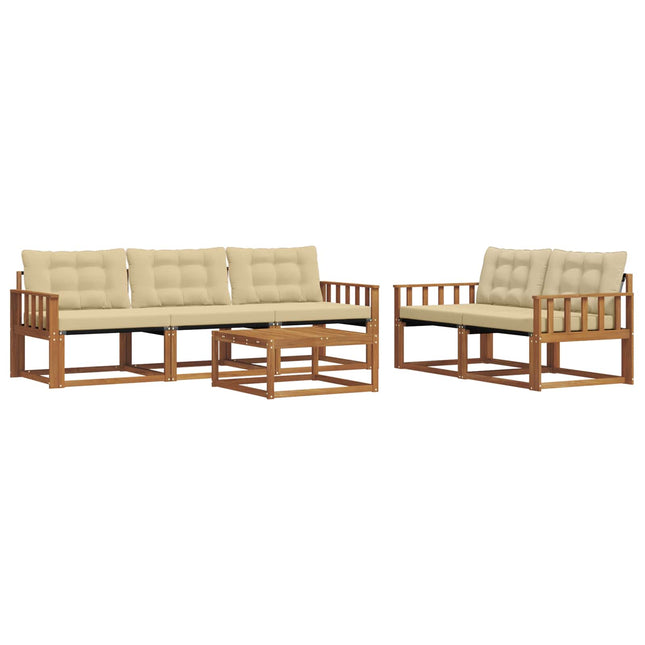 Udendørs sofagruppe med pude 6 pcs Naturlig og Beige