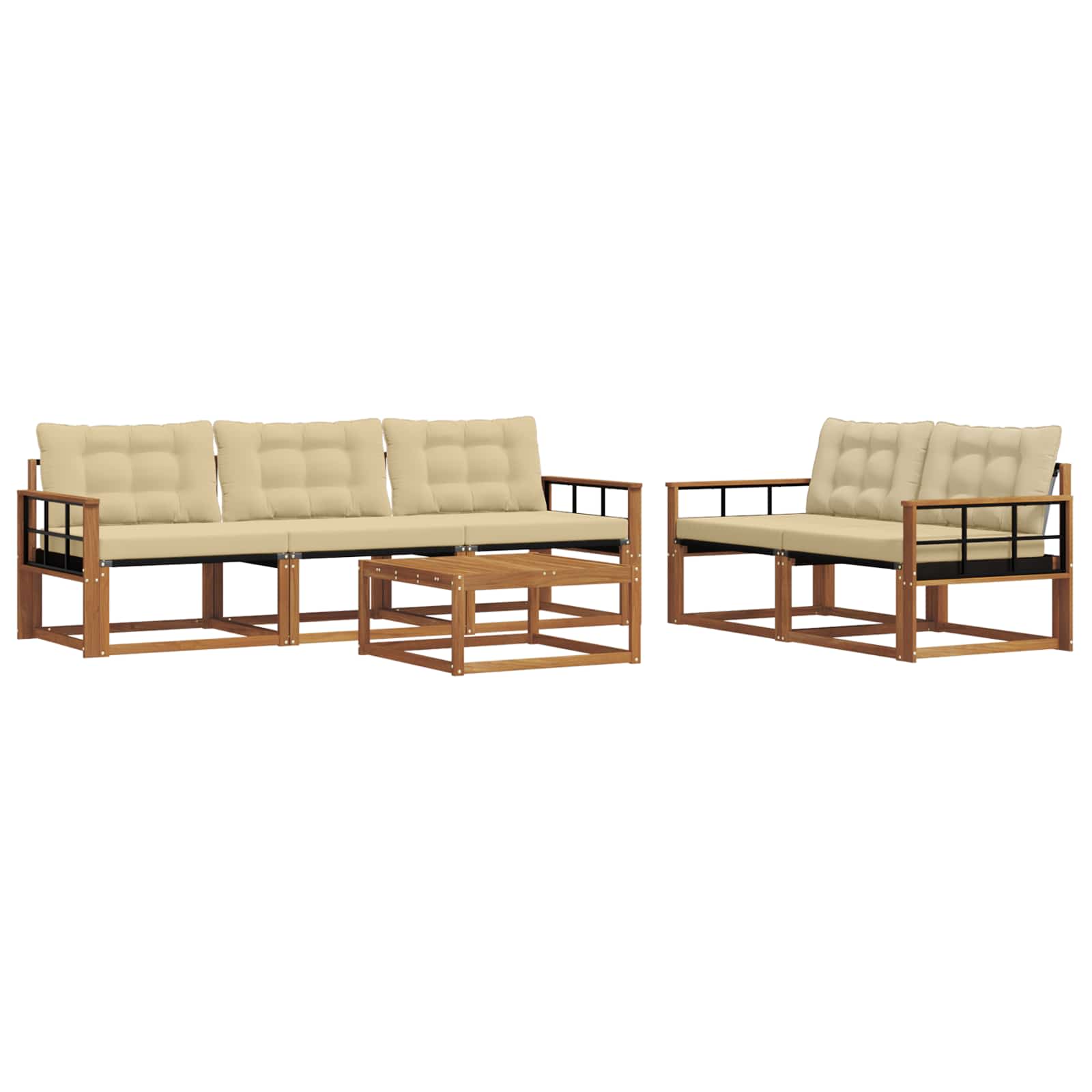 Udendørs sofagruppe med pude 6 pcs Naturlig og Beige