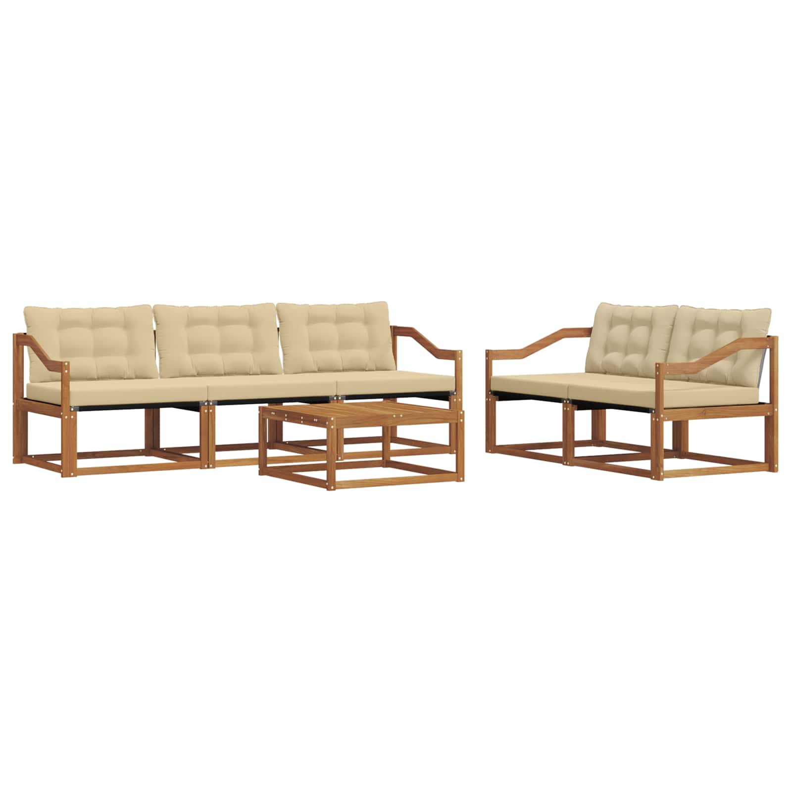 Udendørs sofagruppe med pude 6 pcs Naturlig og Beige