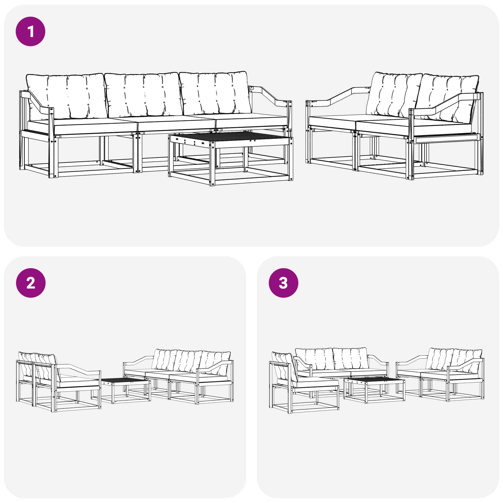 Udendørs sofagruppe med pude 6 pcs Naturlig og Beige