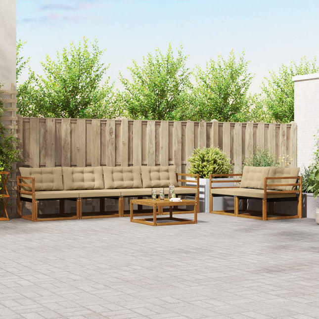 Udendørs sofagruppe med pude 7 pcs Naturlig og Beige