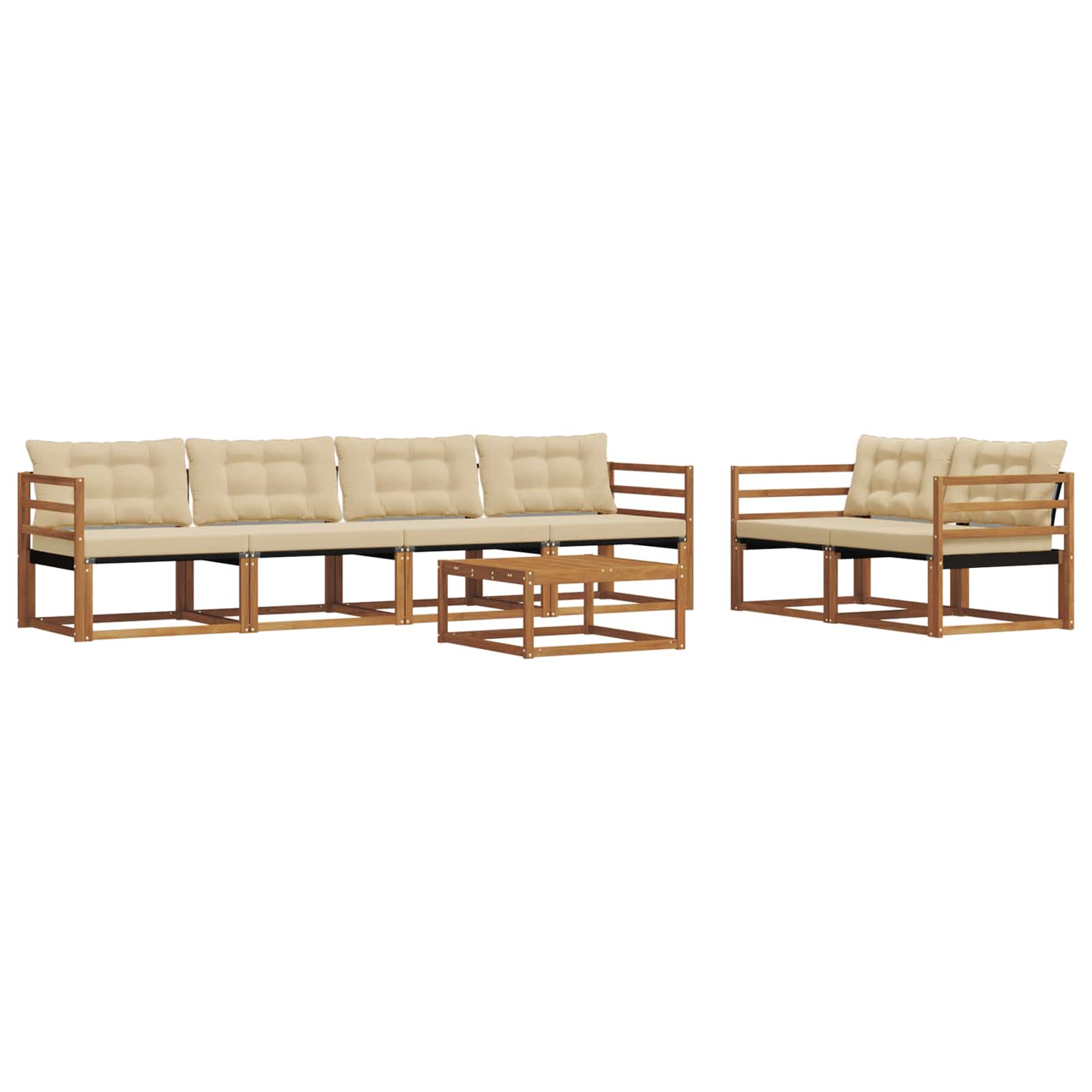 Udendørs sofagruppe med pude 7 pcs Naturlig og Beige