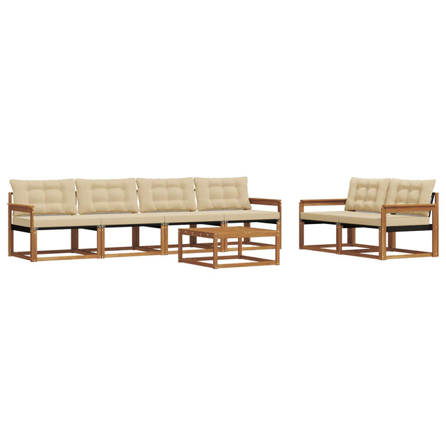 Udendørs sofagruppe med pude 7 pcs Naturlig og Beige