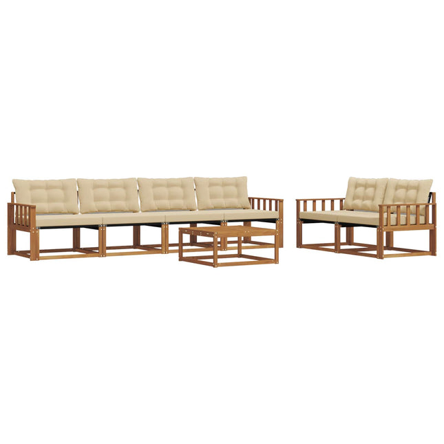 Udendørs sofagruppe med pude 7 pcs Naturlig og Beige