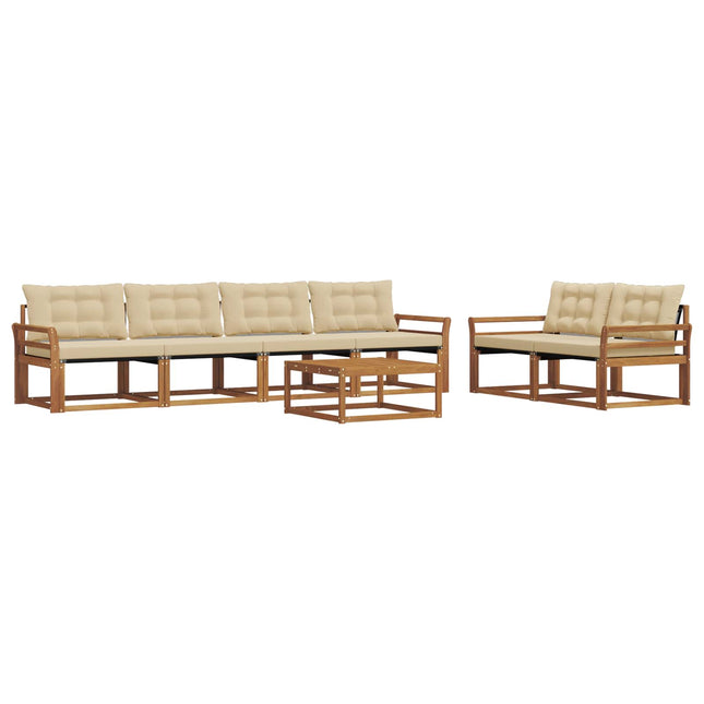 Udendørs sofagruppe med pude 7 pcs Naturlig og Beige
