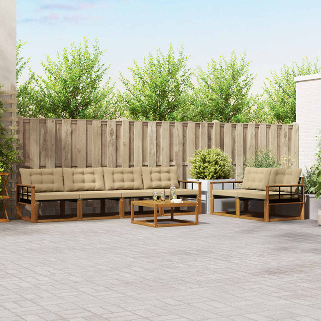 Udendørs sofagruppe med pude 7 pcs Naturlig og Beige