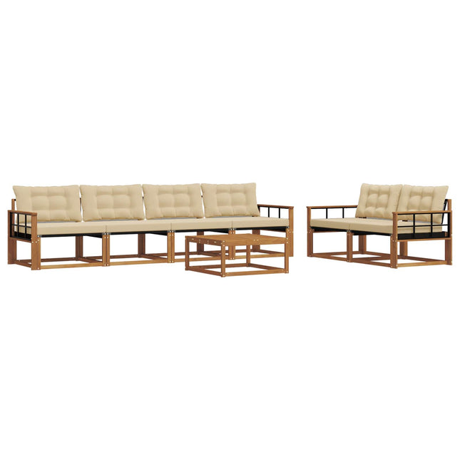 Udendørs sofagruppe med pude 7 pcs Naturlig og Beige