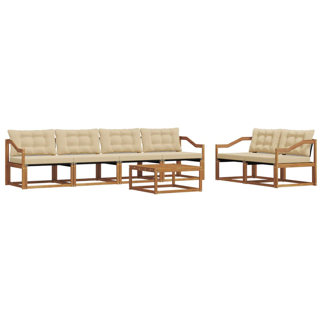 Udendørs sofagruppe med pude 7 pcs Naturlig og Beige