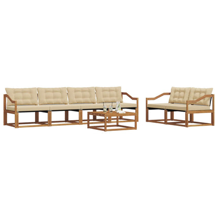 Udendørs sofagruppe med pude 7 pcs Naturlig og Beige