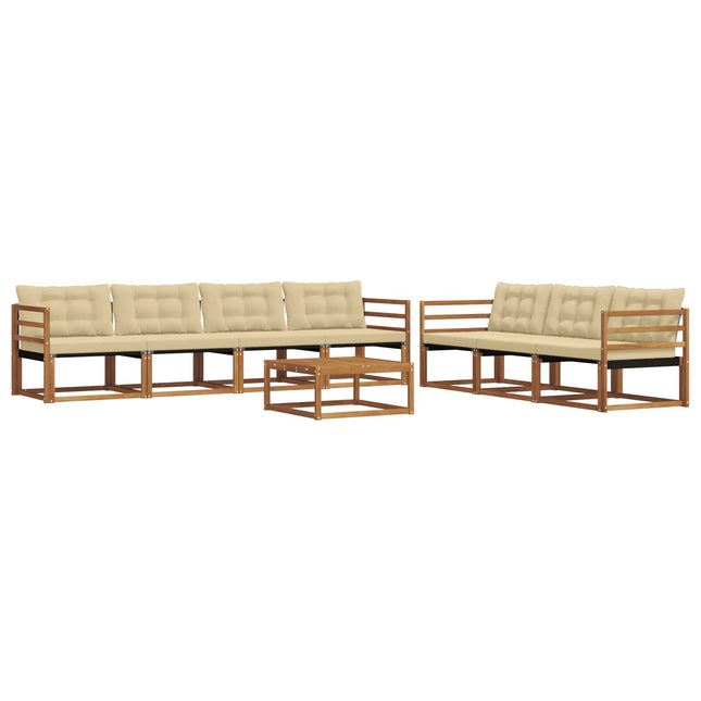 Udendørs sofagruppe med pude 8 pcs Naturlig og Beige