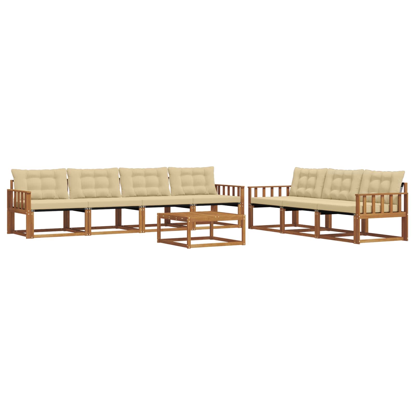Udendørs sofagruppe med pude 8 pcs Naturlig og Beige