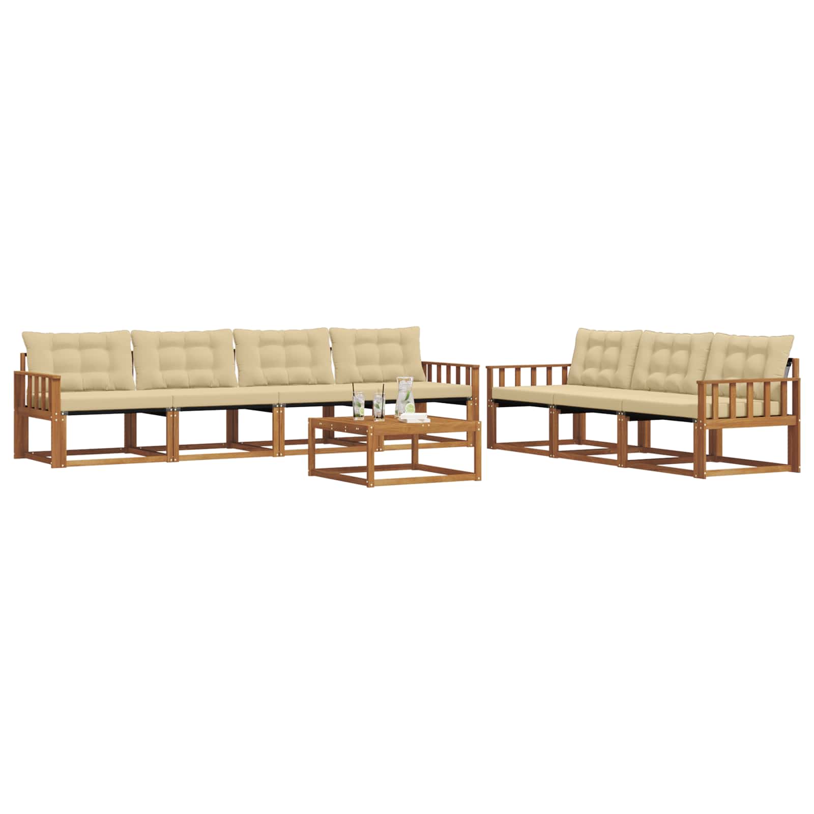 Udendørs sofagruppe med pude 8 pcs Naturlig og Beige