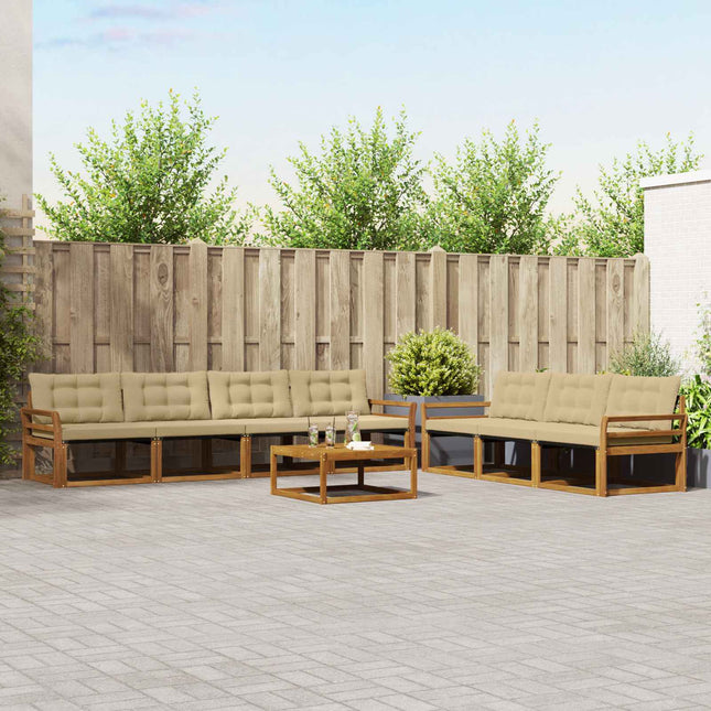 Udendørs sofagruppe med pude 8 pcs Naturlig og Beige
