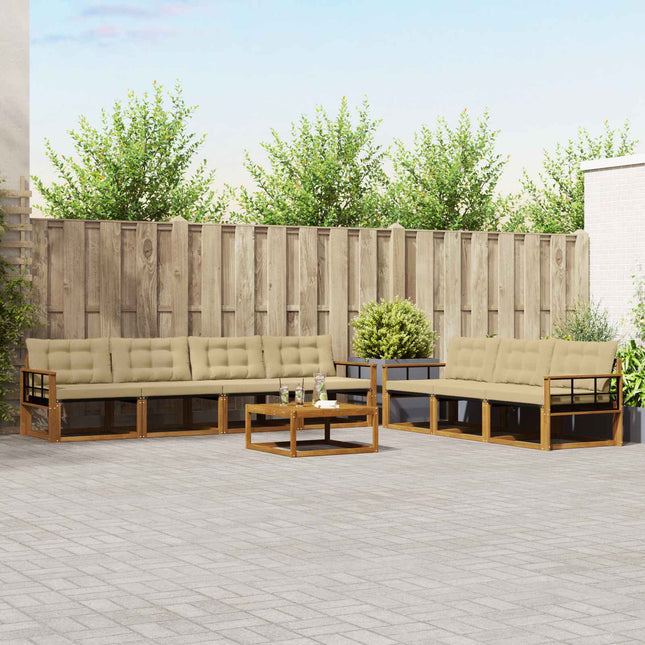 Udendørs sofagruppe med pude 8 pcs Naturlig og Beige