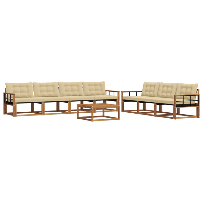 Udendørs sofagruppe med pude 8 pcs Naturlig og Beige