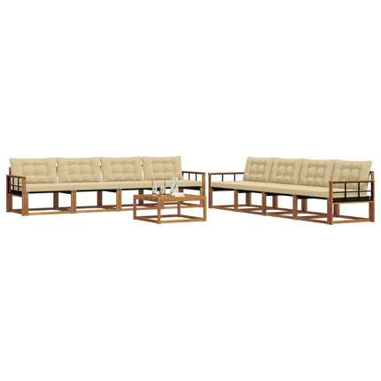Udendørs sofagruppe med pude 9 pcs Naturlig og Beige