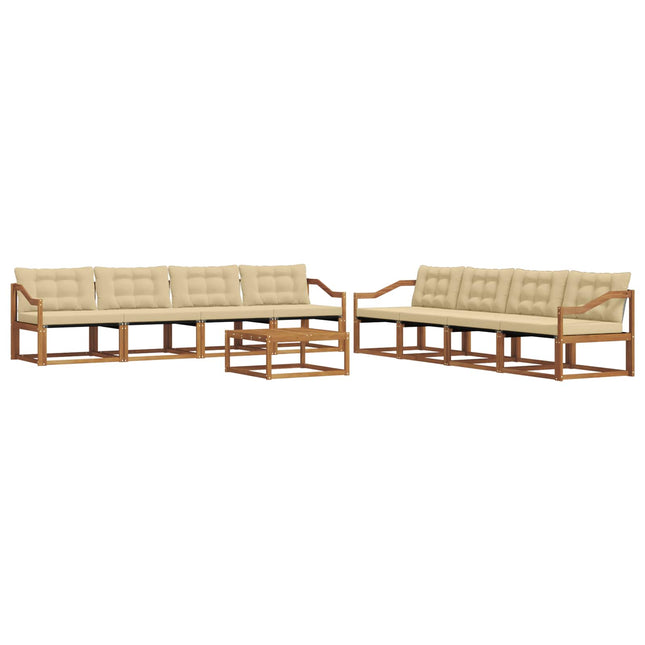 Udendørs sofagruppe med pude 9 pcs Naturlig og Beige