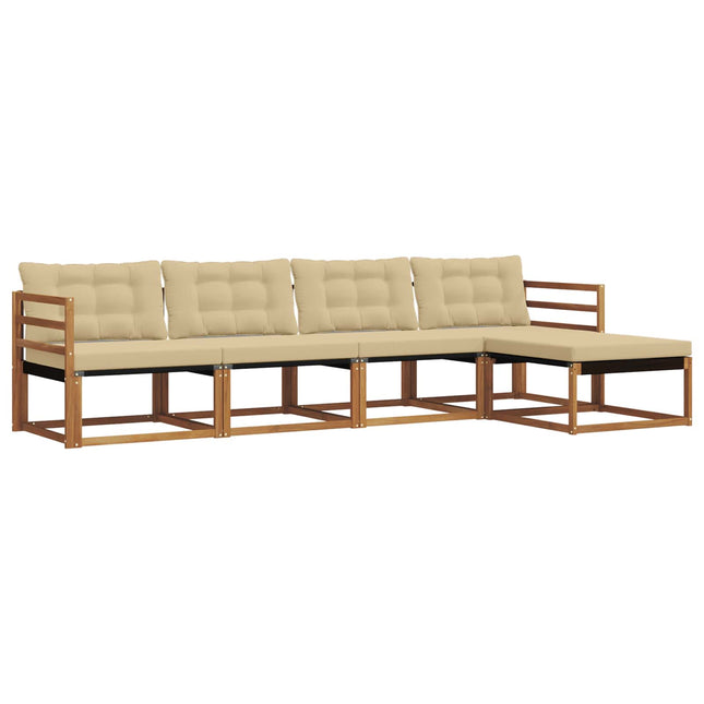 Udendørs sofagruppe med pude 5 pcs Naturlig og Beige