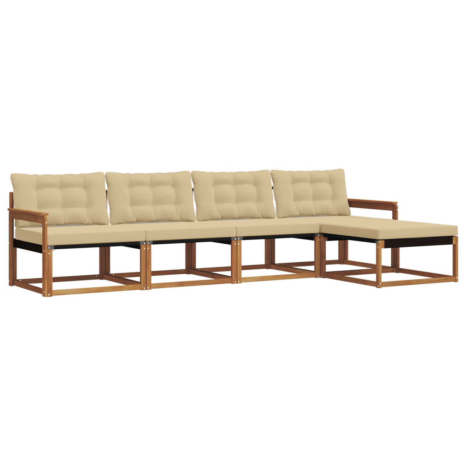 Udendørs sofagruppe med pude 5 pcs Naturlig og Beige