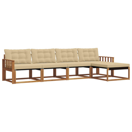 Udendørs sofagruppe med pude 5 pcs Naturlig og Beige