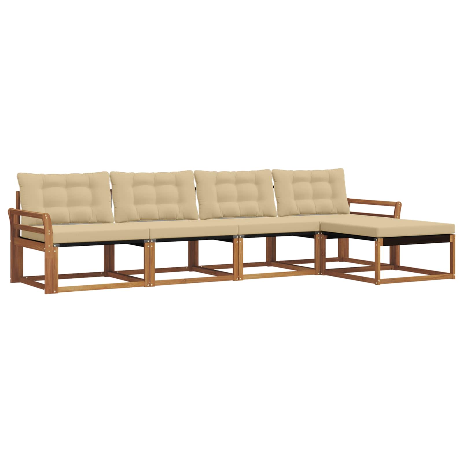 Udendørs sofagruppe med pude 5 pcs Naturlig og Beige