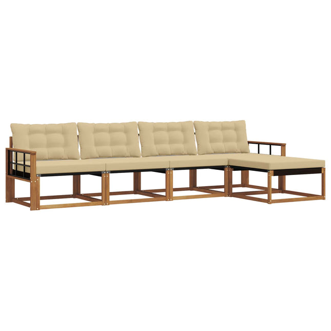 Udendørs sofagruppe med pude 5 pcs Naturlig og Beige