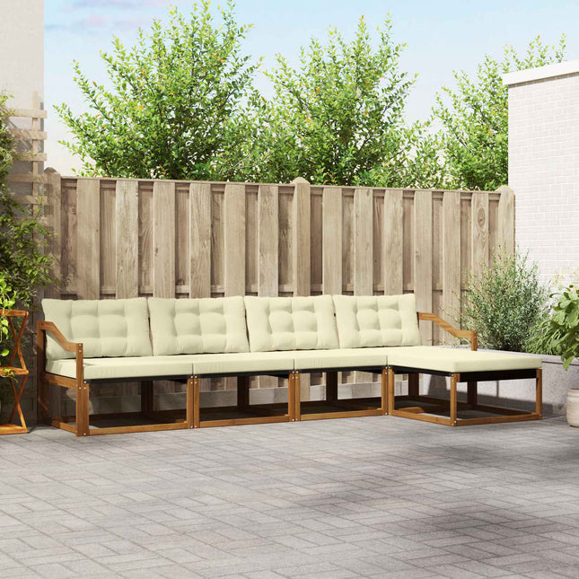 Udendørs sofagruppe med pude 5 pcs Naturlig og Fløde