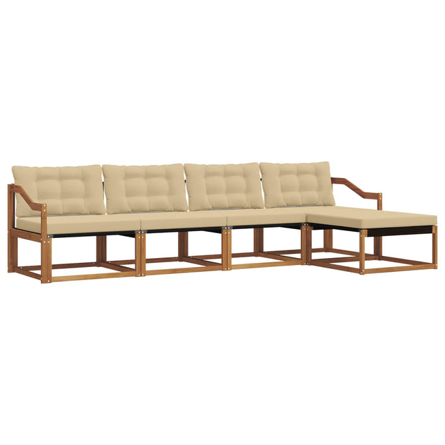 Udendørs sofagruppe med pude 5 pcs Naturlig og Beige