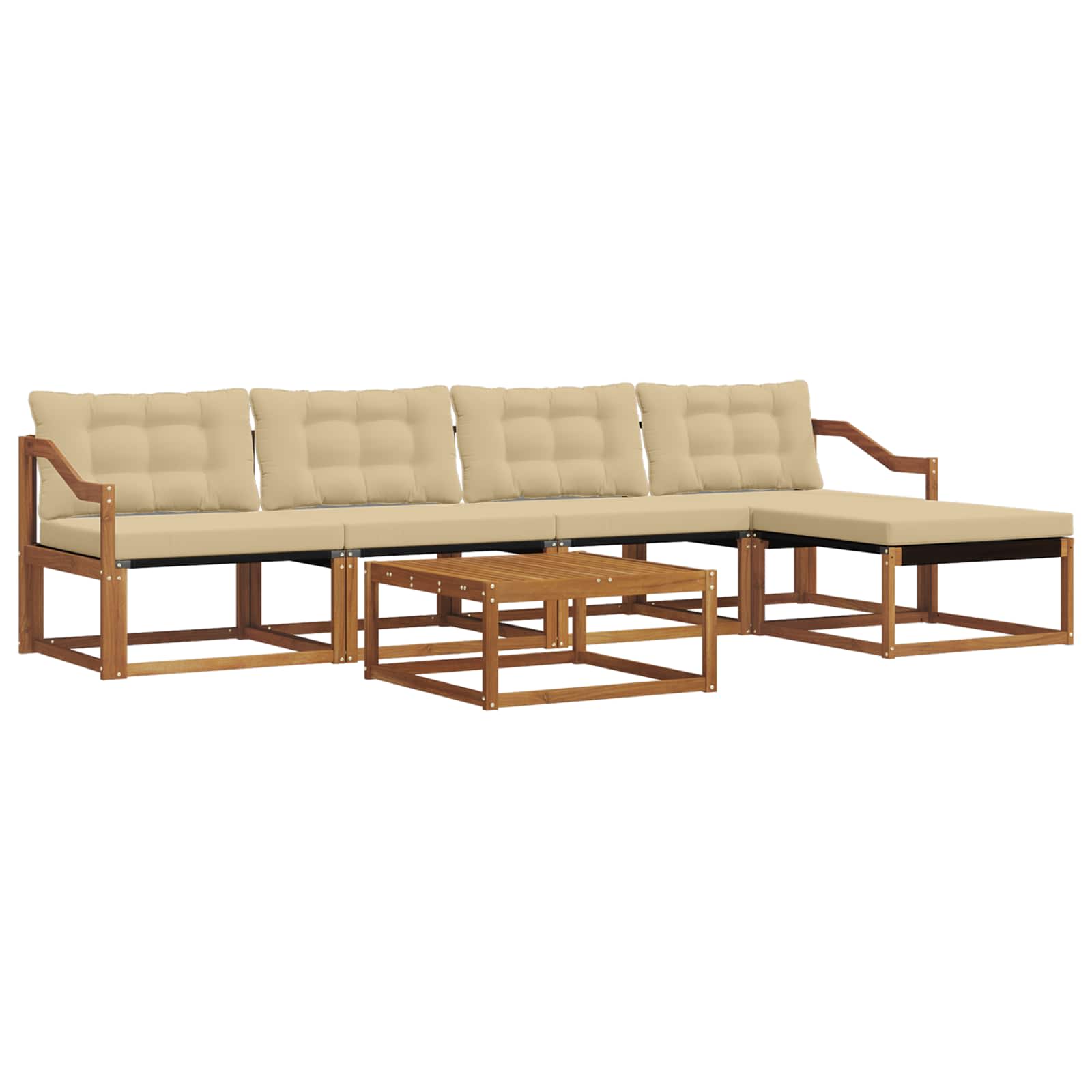 Udendørs sofagruppe med pude 6 pcs Naturlig og Beige