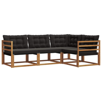 Udendørs sofagruppe med pude 4 pcs Naturlig og sort