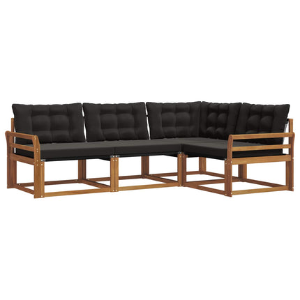 Udendørs sofagruppe med pude 4 pcs Naturlig og sort