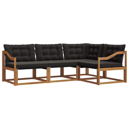 Udendørs sofagruppe med pude 4 pcs Naturlig og sort
