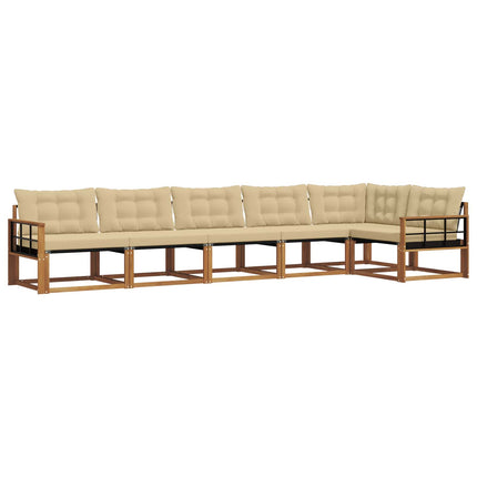 Udendørs sofagruppe med pude 6 pcs Naturlig og Beige