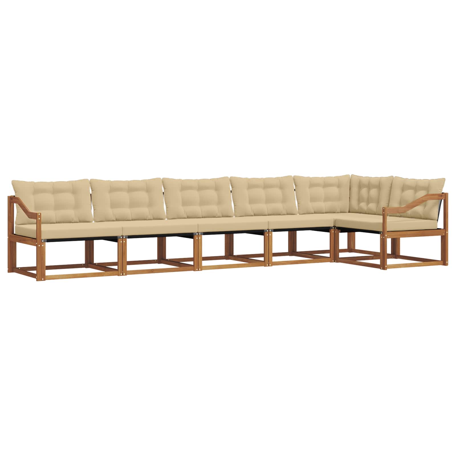 Udendørs sofagruppe med pude 6 pcs Naturlig og Beige