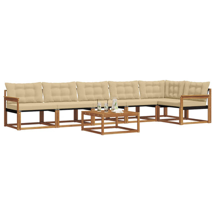 Udendørs sofagruppe med pude 7 pcs Naturlig og Beige