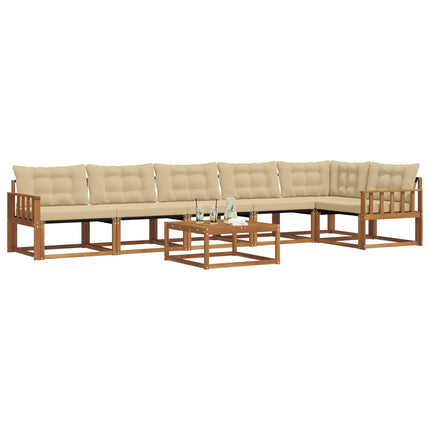 Udendørs sofagruppe med pude 7 pcs Naturlig og Beige