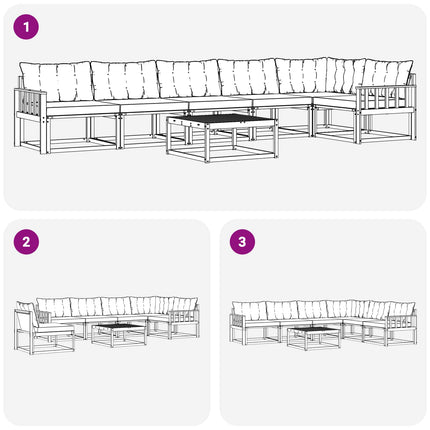 Udendørs sofagruppe med pude 7 pcs Naturlig og Beige
