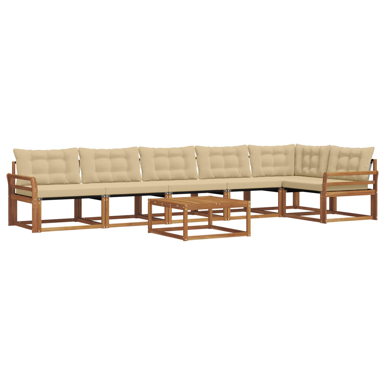 Udendørs sofagruppe med pude 7 pcs Naturlig og Beige