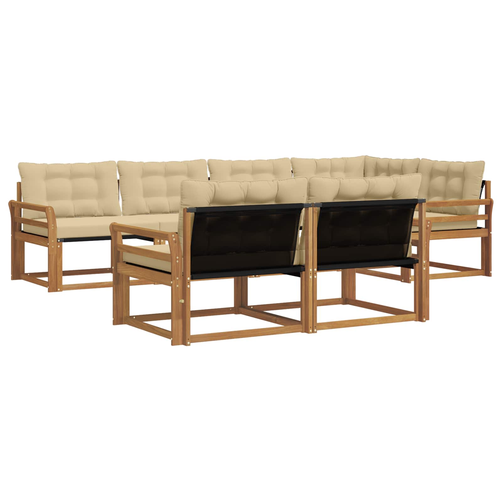 Udendørs sofagruppe med pude 7 pcs Naturlig og Beige