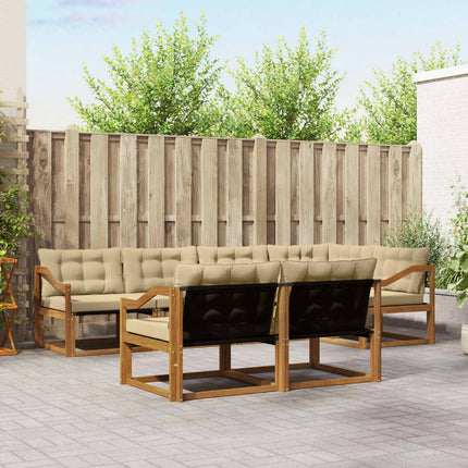 Udendørs sofagruppe med pude 7 pcs Naturlig og Beige