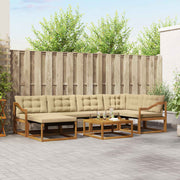 Udendørs sofagruppe 19 pcs Naturlig og Beige Massivt Akacietræ