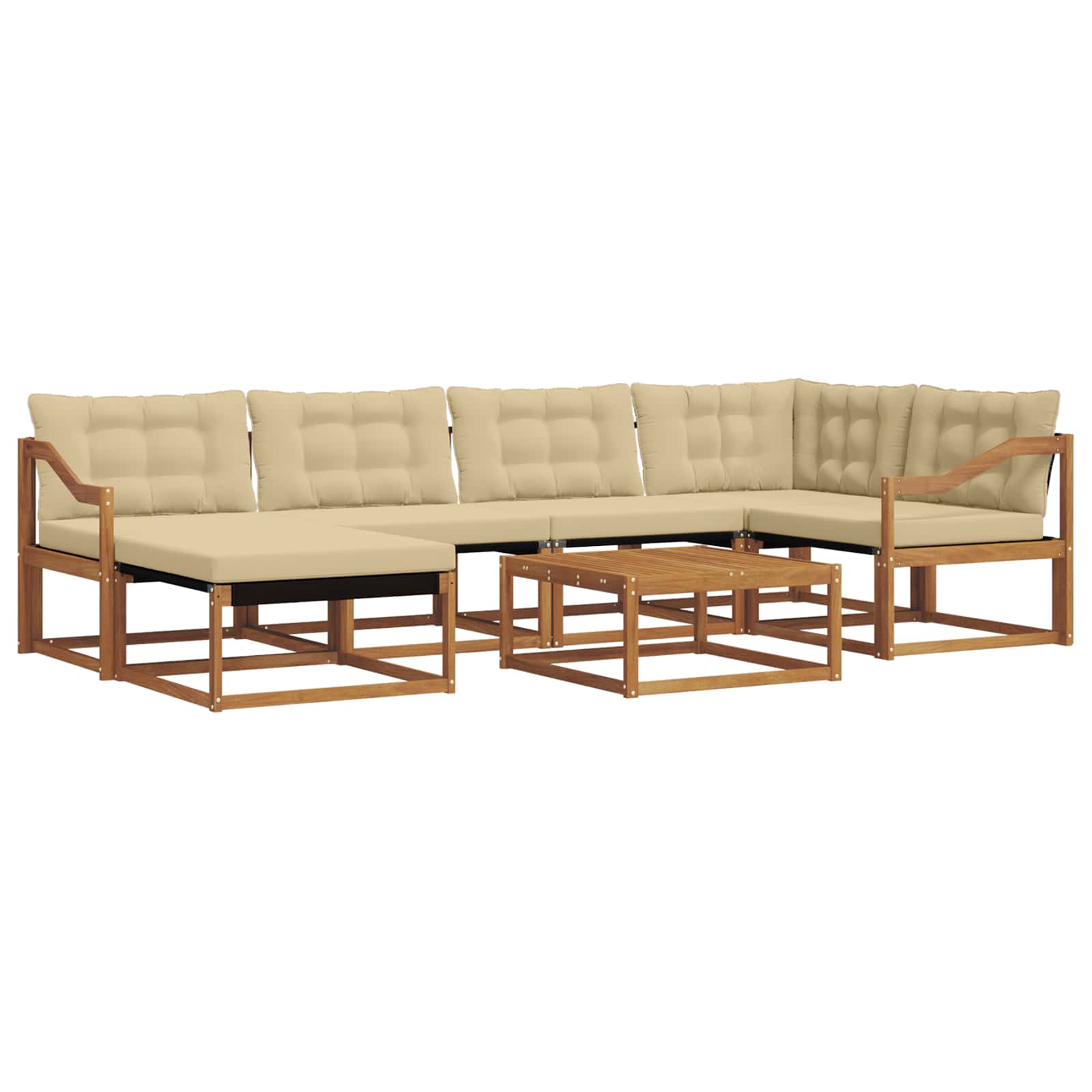 Udendørs sofagruppe 19 pcs Naturlig og Beige Massivt Akacietræ