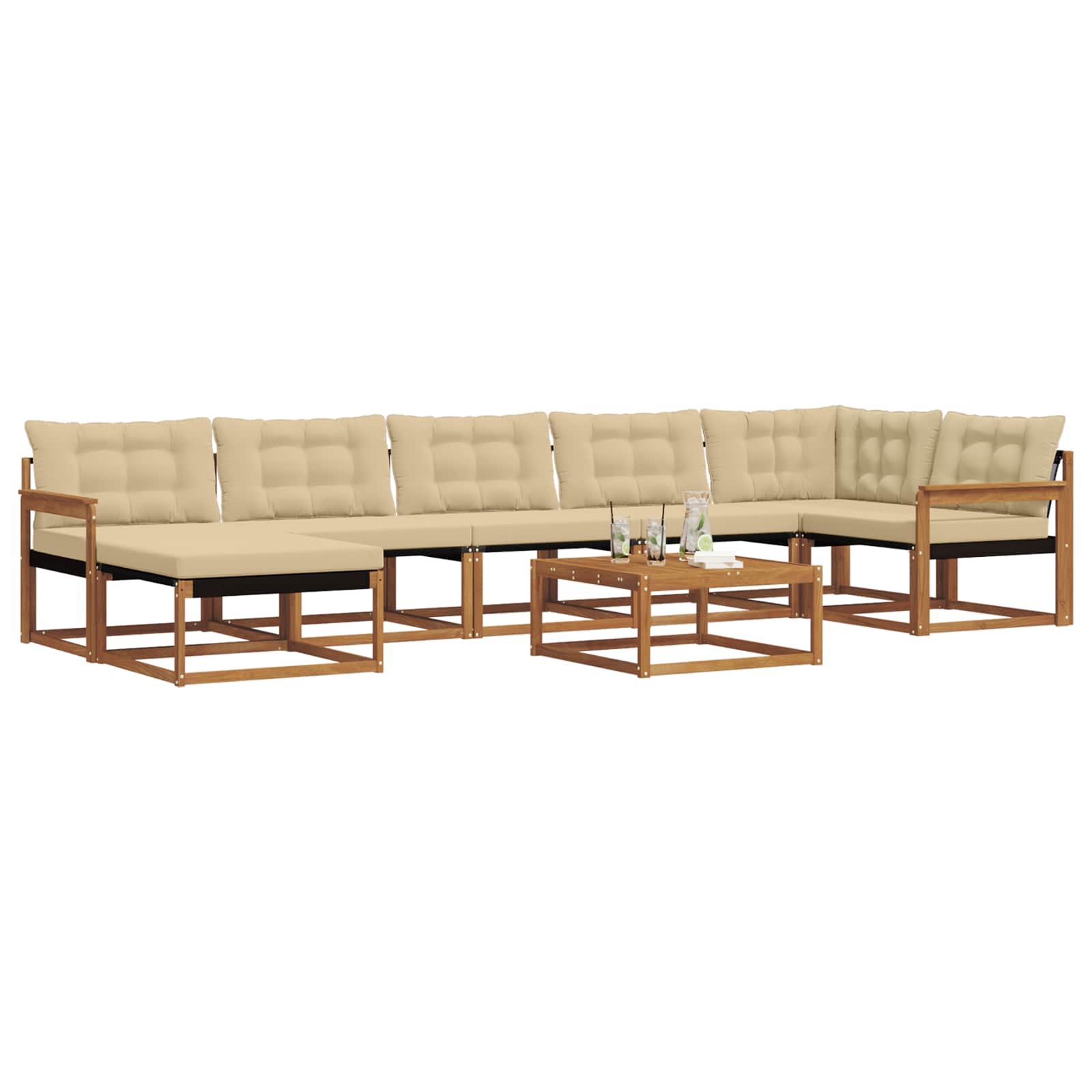 Udendørs sofagruppe 22 pcs Naturlig og Beige Massivt Akacietræ