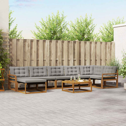 Udendørs sofagruppe 8 pcs Naturlig og Lys Grå Massivt Akacietræ