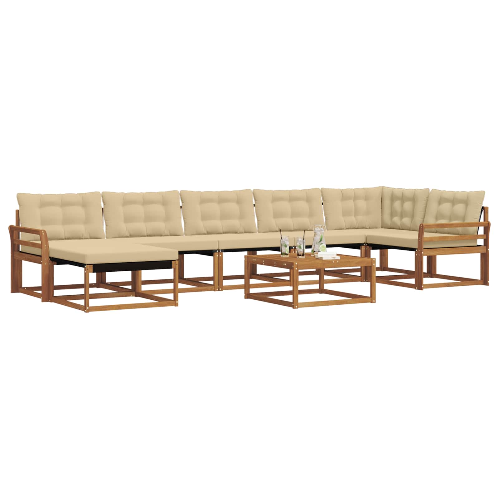 Udendørs sofagruppe 22 pcs Naturlig og Beige Massivt Akacietræ