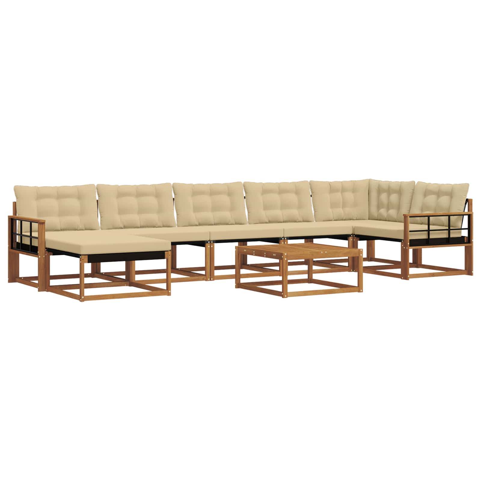 Udendørs sofagruppe 22 pcs Naturlig og Beige Massivt Akacietræ